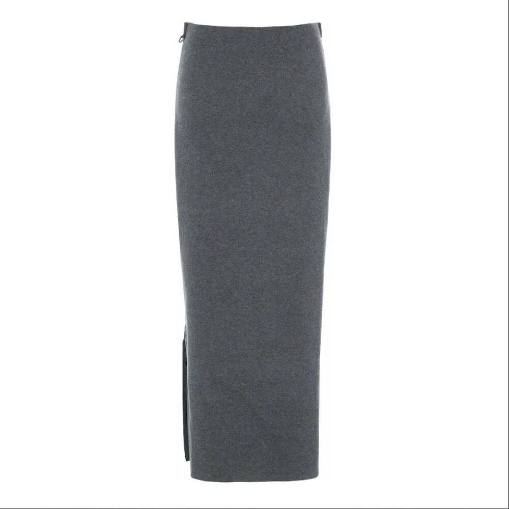HENRIETTA STEFFENSON LONG GREY MAXI SLIT FLEECE SKIRT L